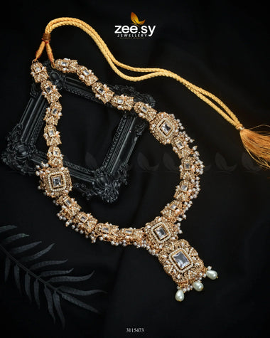 Rajwadi Aruna Malla Necklace White Malla Necklace - Zeesy Jewellery Pakistan | Premium Artificial & Imitation Jewellery
