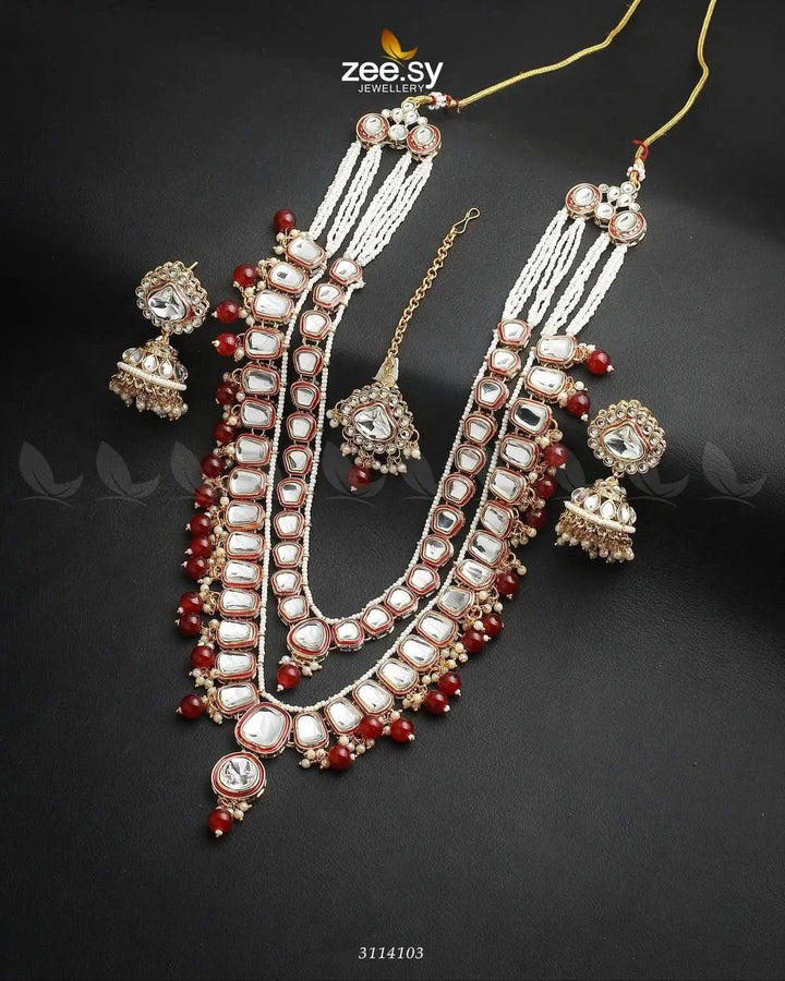 Larkspur Malla Red Malla Necklace - Zeesy Jewellery Pakistan | Premium Artificial & Imitation Jewellery