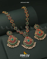 Multi-Toned Floral Malla Necklace Set - Zeesy.pk