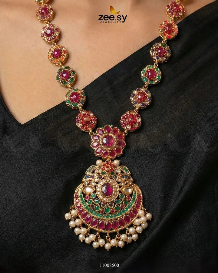Multi-Toned Floral Malla Necklace Set Malla Necklace - Zeesy Jewellery Pakistan | Premium Artificial & Imitation Jewellery