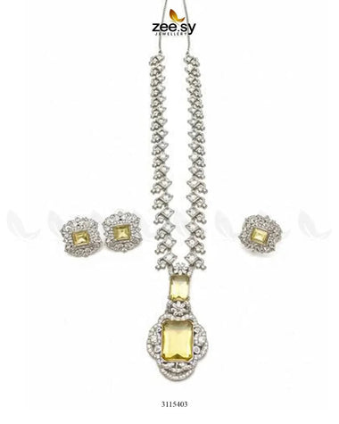 Safina Malla Necklace Set Silver Yellow Malla Necklace - Zeesy Jewellery Pakistan | Premium Artificial & Imitation Jewellery