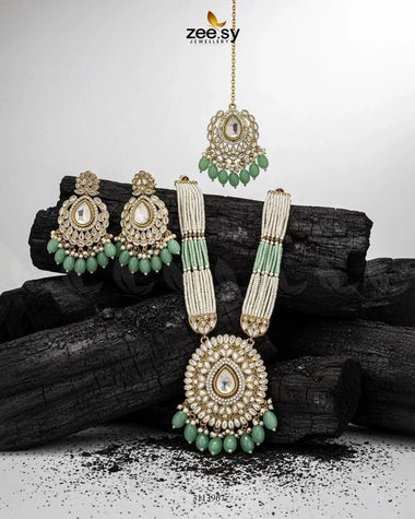 Maranta Malla Set Mint Green Malla Necklace - Zeesy Jewellery Pakistan | Premium Artificial & Imitation Jewellery