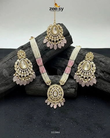 Maranta Malla Set Mint Pink Malla Necklace - Zeesy Jewellery Pakistan | Premium Artificial & Imitation Jewellery