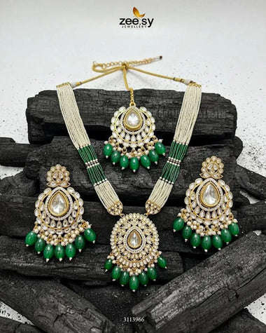 Maranta Malla Set Green Malla Necklace - Zeesy Jewellery Pakistan | Premium Artificial & Imitation Jewellery