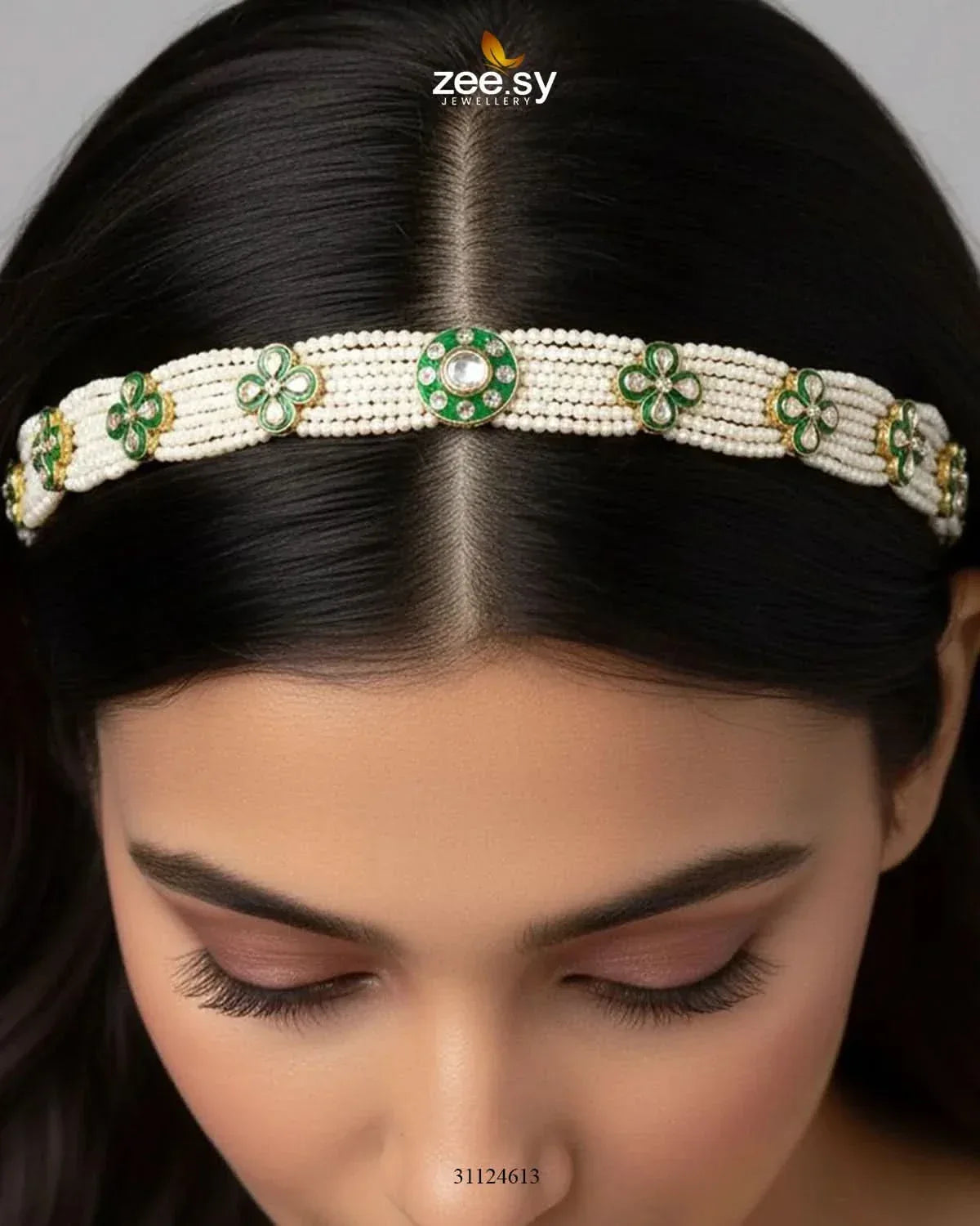 Gilded Perpetual Gemstone Sheesh Patti MATHA PATI - Zeesy Jewellery Pakistan | Premium Artificial & Imitation Jewellery