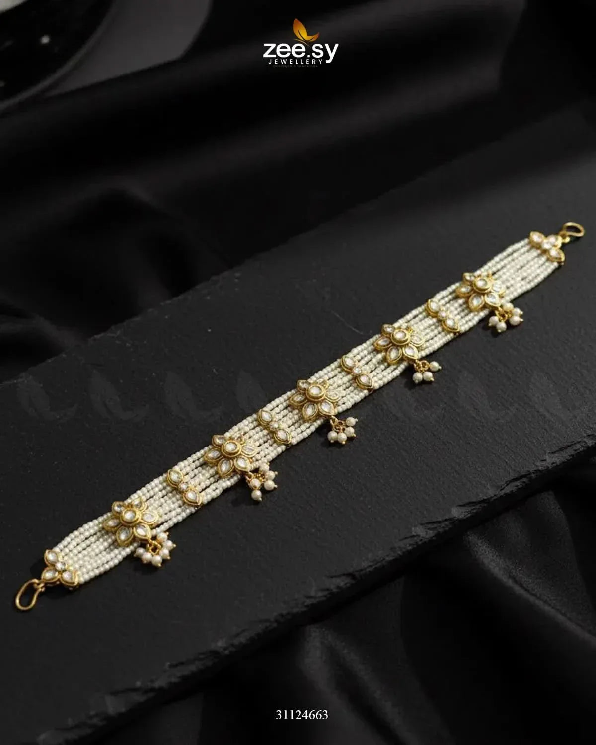 Hairloon Broad Floral Sheesh Patti MATHA PATI - Zeesy Jewellery Pakistan | Premium Artificial & Imitation Jewellery
