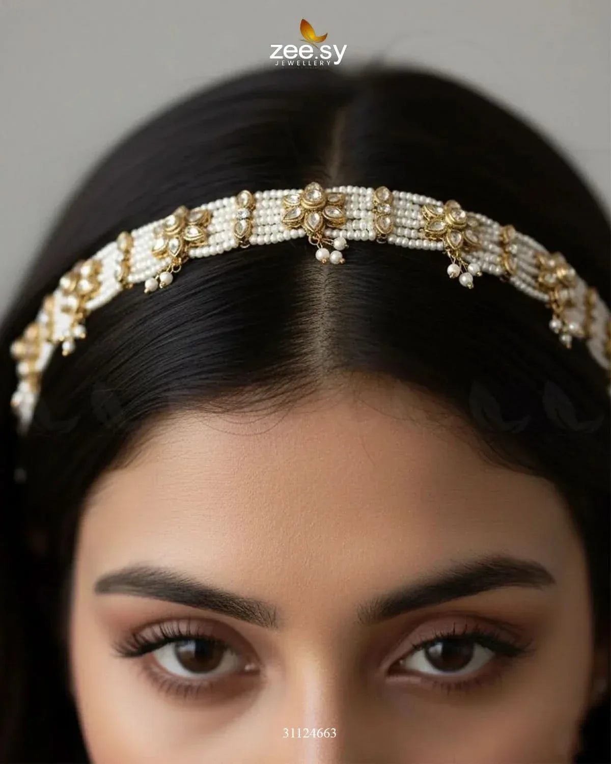 Hairloon Broad Floral Sheesh Patti MATHA PATI - Zeesy Jewellery Pakistan | Premium Artificial & Imitation Jewellery