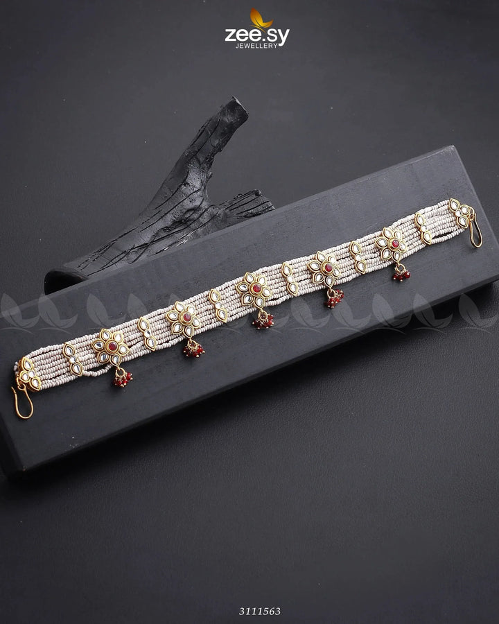Hairloon Broad Floral Sheesh Patti Full Red MATHA PATI - Zeesy Jewellery Pakistan | Premium Artificial & Imitation Jewellery