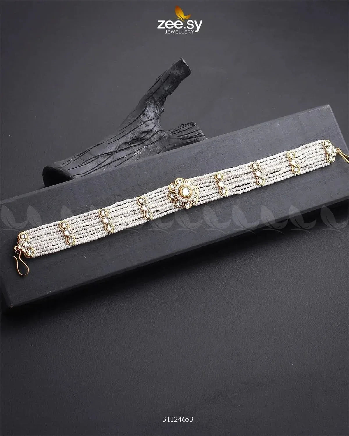 Precious Multi Royal Sheesh Patti Pearl White MATHA PATI - Zeesy Jewellery Pakistan | Premium Artificial & Imitation Jewellery