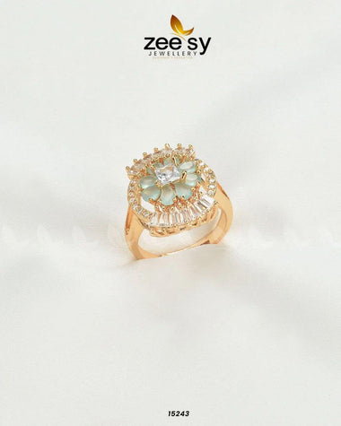 Shein Flower Ring Mint Green Finger Ring - Zeesy Jewellery Pakistan | Premium Artificial & Imitation Jewellery