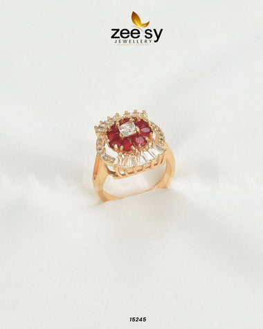 Shein Flower Ring Red Finger Ring - Zeesy Jewellery Pakistan | Premium Artificial & Imitation Jewellery