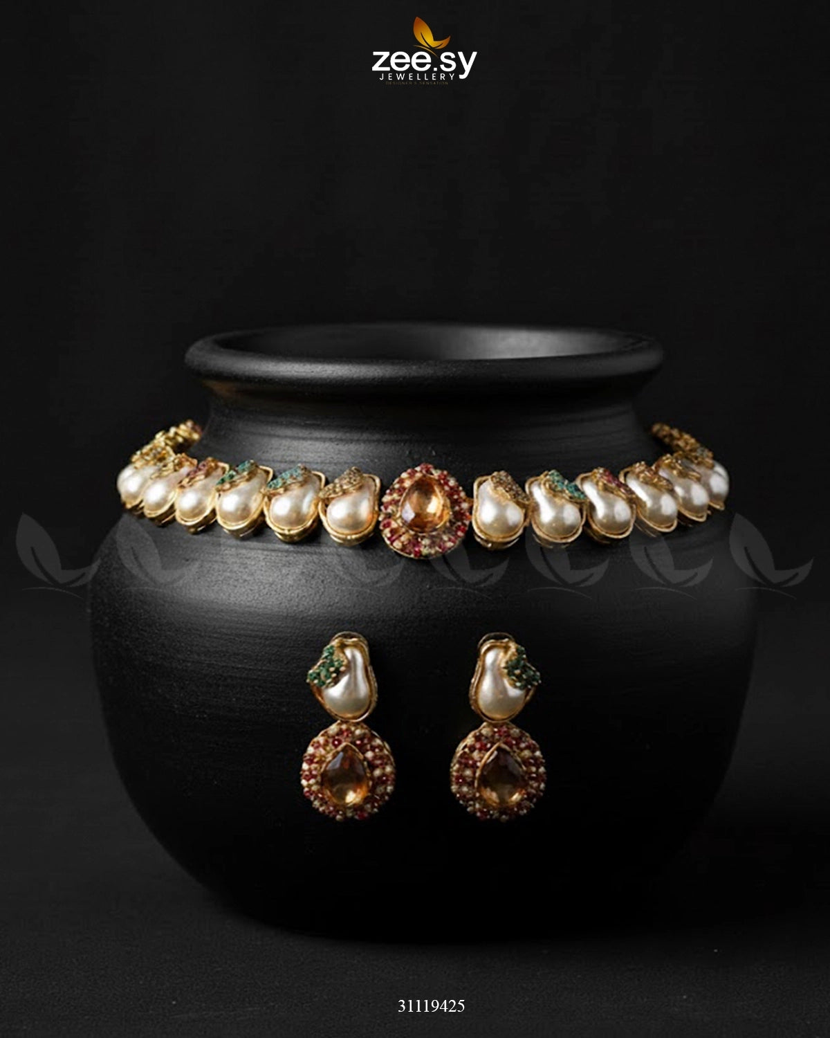 Keystone Choker Necklace Set Multi - Zeesy Jewellery