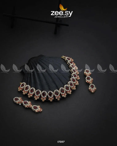 Embellished Necklace Red Necklace Sets - Zeesy Jewellery Pakistan | Premium Artificial & Imitation Jewellery