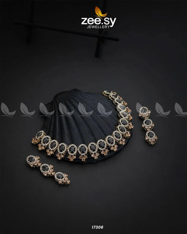 Embellished Necklace Black Necklace Sets - Zeesy Jewellery Pakistan | Premium Artificial & Imitation Jewellery