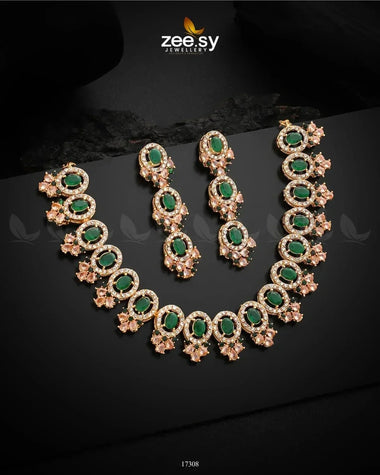 Embellished Necklace Green Necklace Sets - Zeesy Jewellery Pakistan | Premium Artificial & Imitation Jewellery