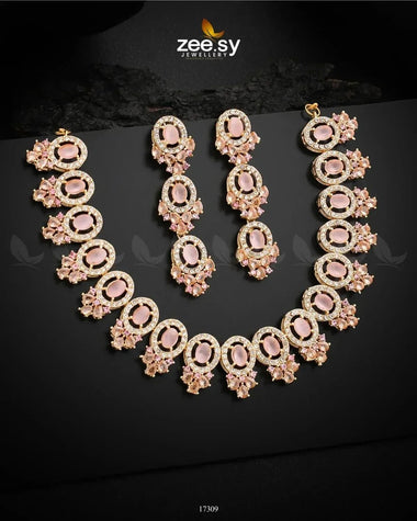 Embellished Necklace Pink Necklace Sets - Zeesy Jewellery Pakistan | Premium Artificial & Imitation Jewellery