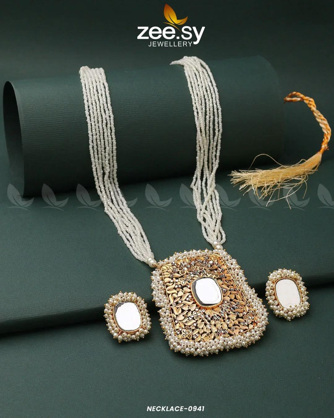 Gajra Pearl Malla White Necklace Sets - Zeesy Jewellery Pakistan | Premium Artificial & Imitation Jewellery