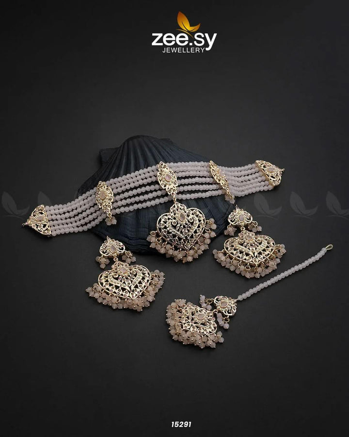 Hyderabadi Guluband Necklace Pink Necklace Sets - Zeesy Jewellery Pakistan | Premium Artificial & Imitation Jewellery