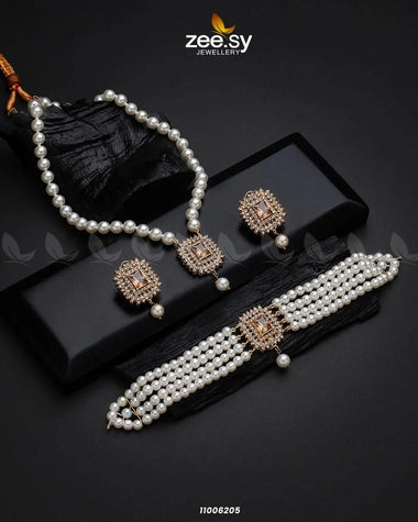 MALLA NECKLACE-0850 Champagne Necklace Sets - Zeesy Jewellery Pakistan | Premium Artificial & Imitation Jewellery