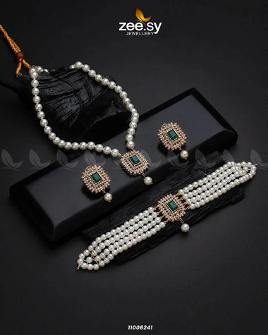MALLA NECKLACE-0850 Green Necklace Sets - Zeesy Jewellery Pakistan | Premium Artificial & Imitation Jewellery