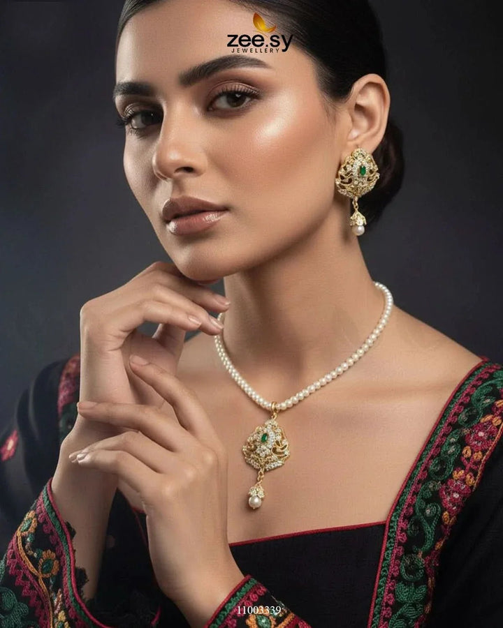 Egyptian Pearl Drop Necklace Set Necklace Sets - Zeesy Jewellery Pakistan | Premium Artificial & Imitation Jewellery