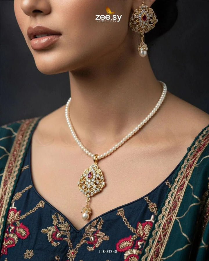 Egyptian Pearl Drop Necklace Set Necklace Sets - Zeesy Jewellery Pakistan | Premium Artificial & Imitation Jewellery