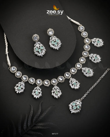 Thistle Necklace Set Mint Green Necklace Sets - Zeesy Jewellery Pakistan | Premium Artificial & Imitation Jewellery
