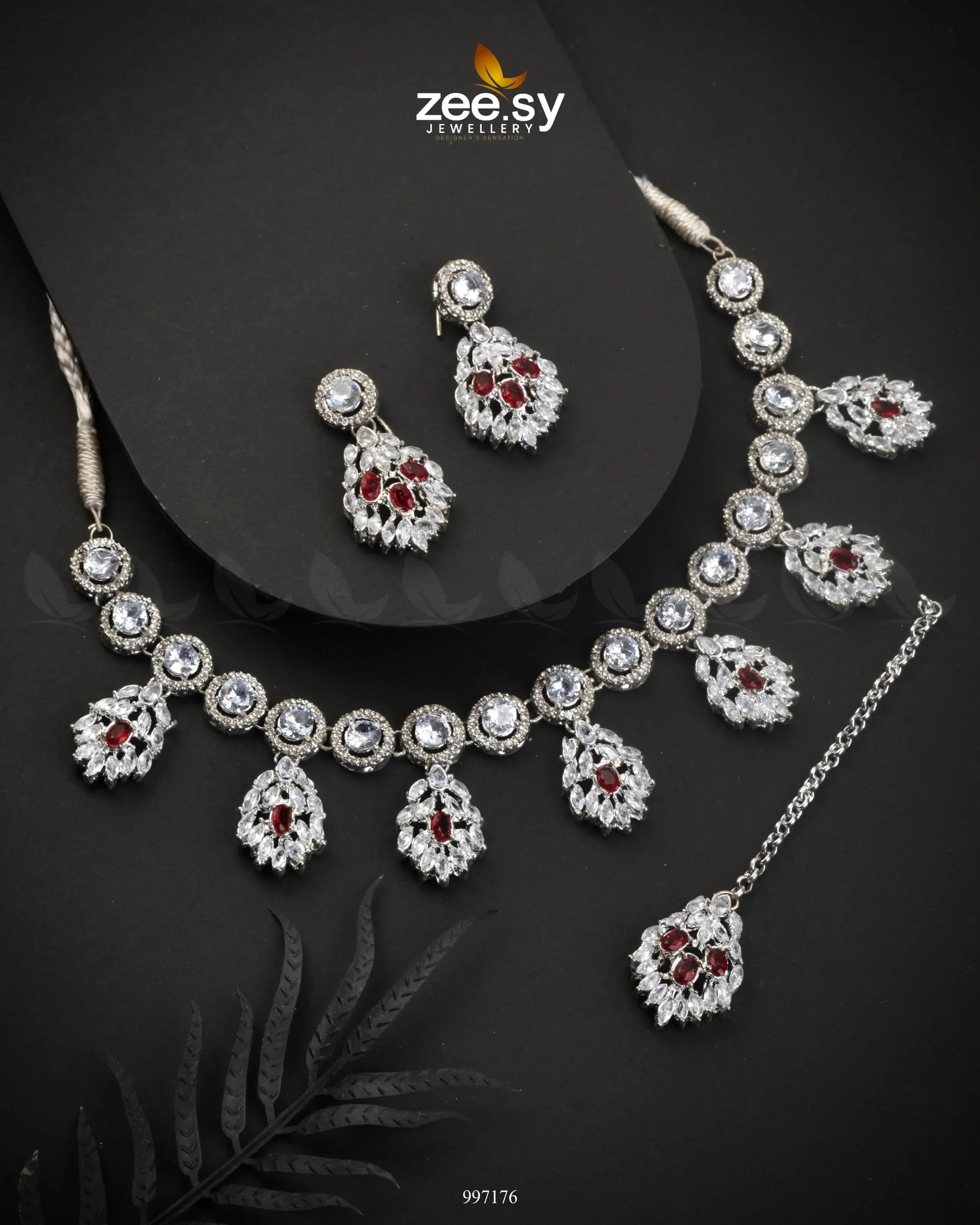 Thistle Necklace Set Red Necklace Sets - Zeesy Jewellery Pakistan | Premium Artificial & Imitation Jewellery
