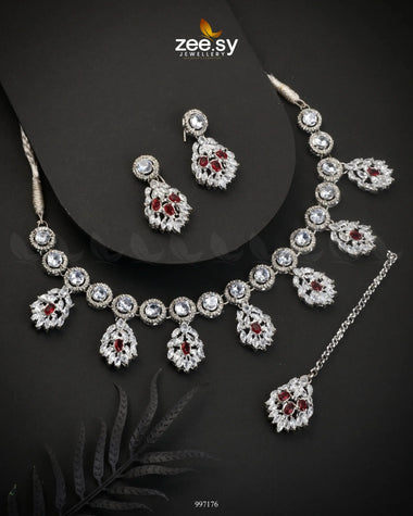 Thistle Necklace Set Red Necklace Sets - Zeesy Jewellery Pakistan | Premium Artificial & Imitation Jewellery
