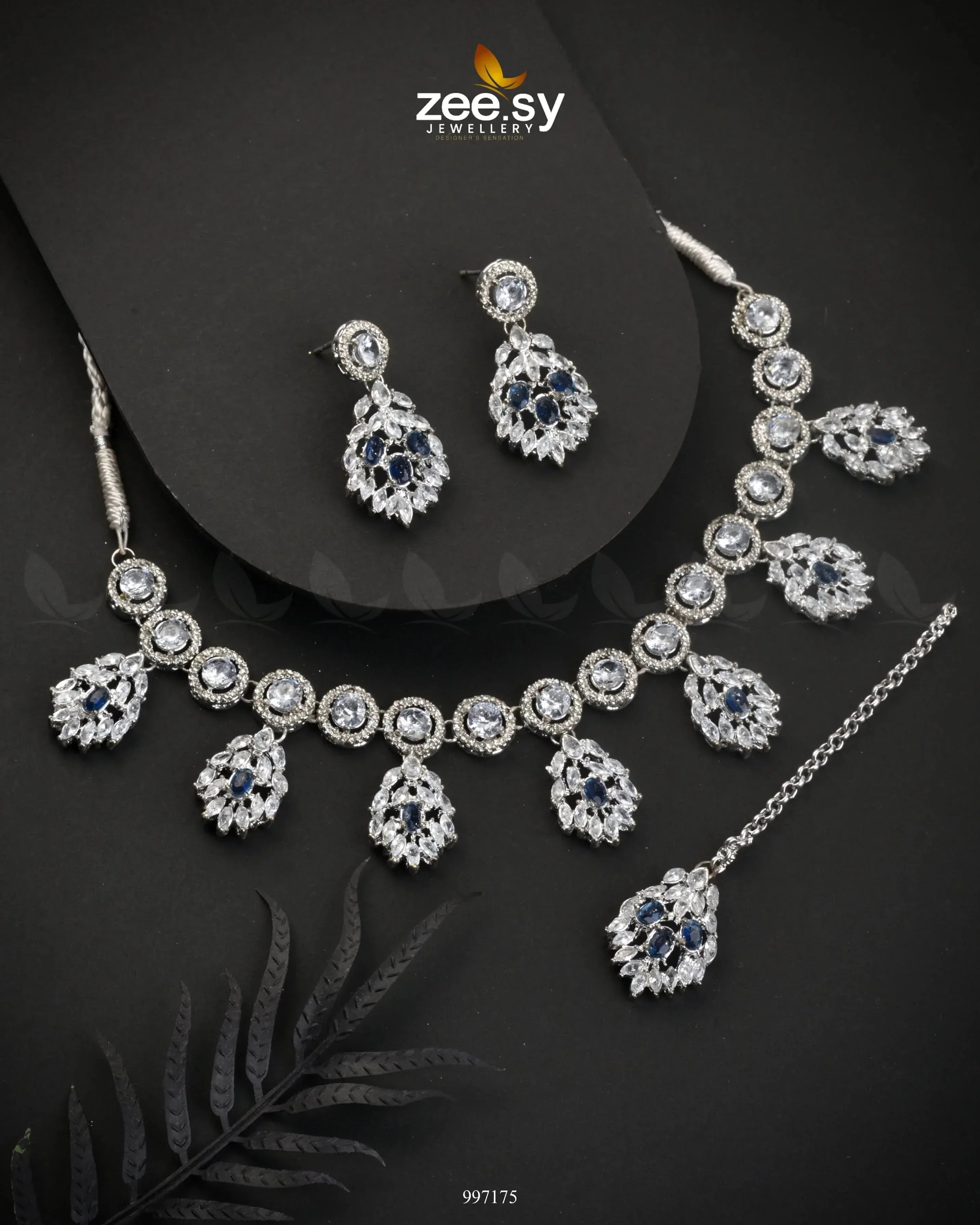 Thistle Necklace Set Blue Necklace Sets - Zeesy Jewellery Pakistan | Premium Artificial & Imitation Jewellery