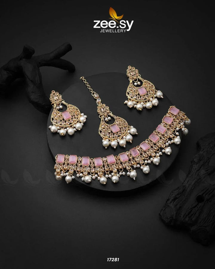 Guluband Necklace Mint Pink Necklace Sets - Zeesy Jewellery Pakistan | Premium Artificial & Imitation Jewellery