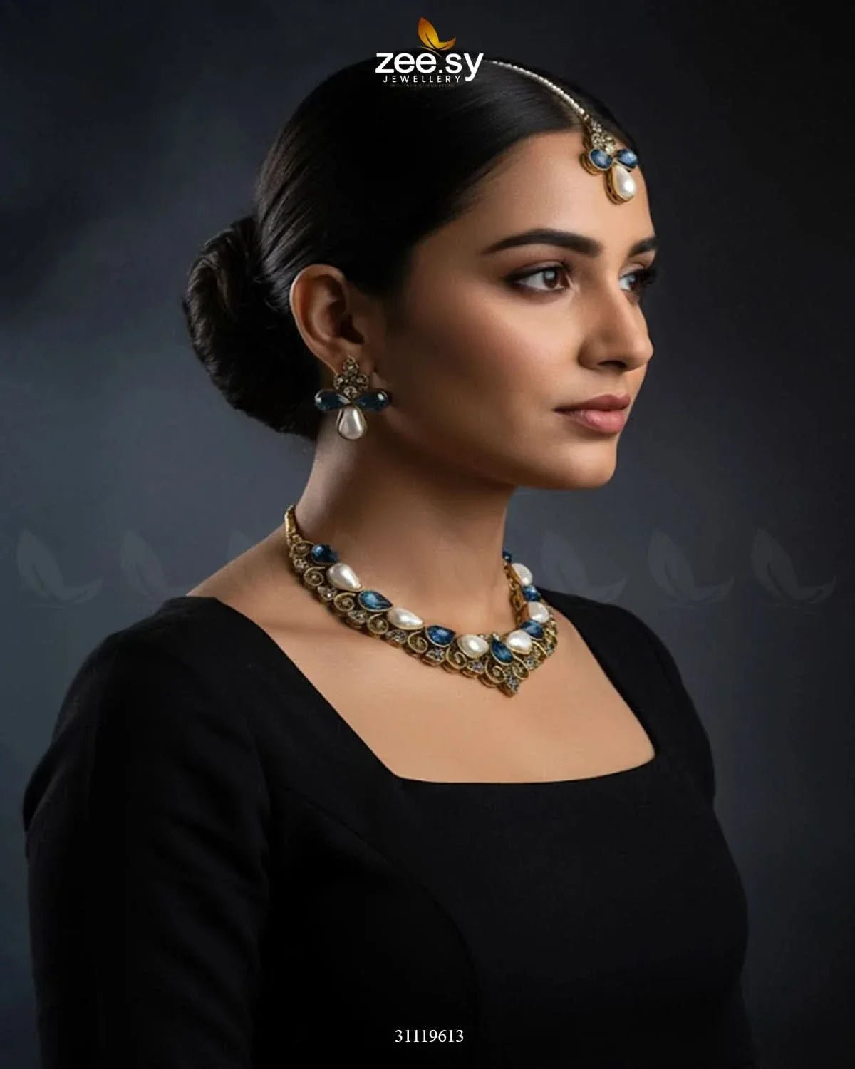 Luminary Gold Toned Necklace Set Necklace Sets - Zeesy Jewellery Pakistan | Premium Artificial & Imitation Jewellery