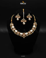 Luminary Gold Toned Necklace Set Champagne Necklace Sets - Zeesy Jewellery Pakistan | Premium Artificial & Imitation Jewellery