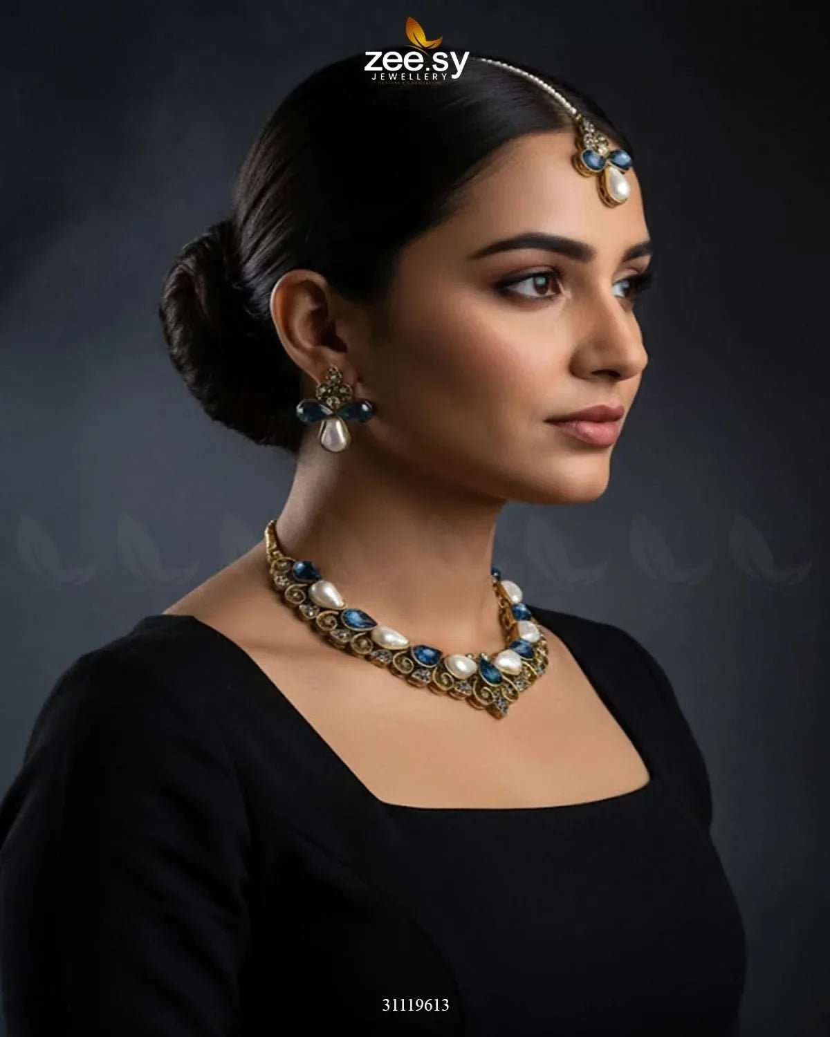 Luminary Gold Toned Necklace Set Necklace Sets - Zeesy Jewellery Pakistan | Premium Artificial & Imitation Jewellery