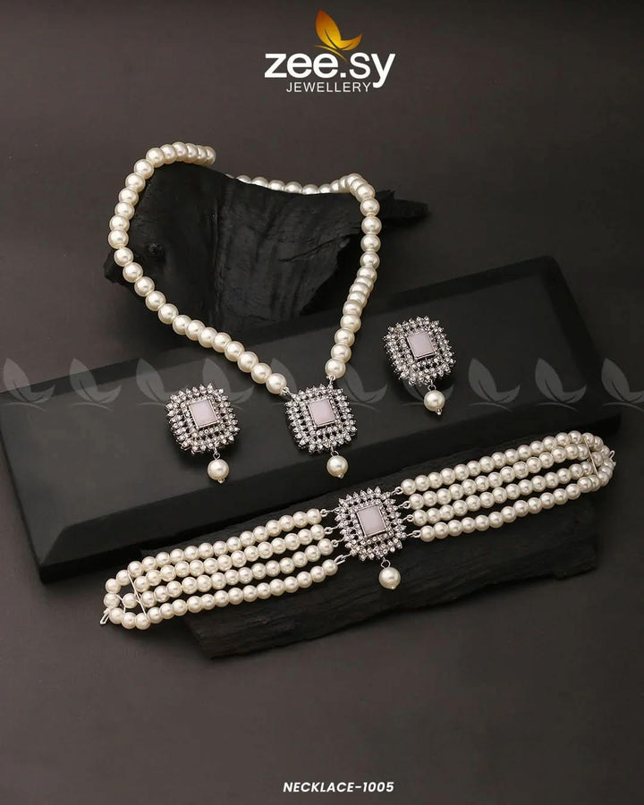 NECKLACE-1005 Pink Necklace Sets - Zeesy Jewellery Pakistan | Premium Artificial & Imitation Jewellery