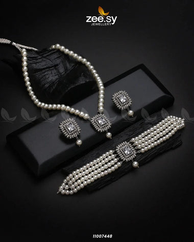 NECKLACE-1005 White Necklace Sets - Zeesy Jewellery Pakistan | Premium Artificial & Imitation Jewellery