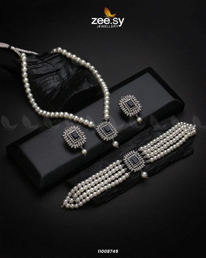NECKLACE-1005 Black Necklace Sets - Zeesy Jewellery Pakistan | Premium Artificial & Imitation Jewellery