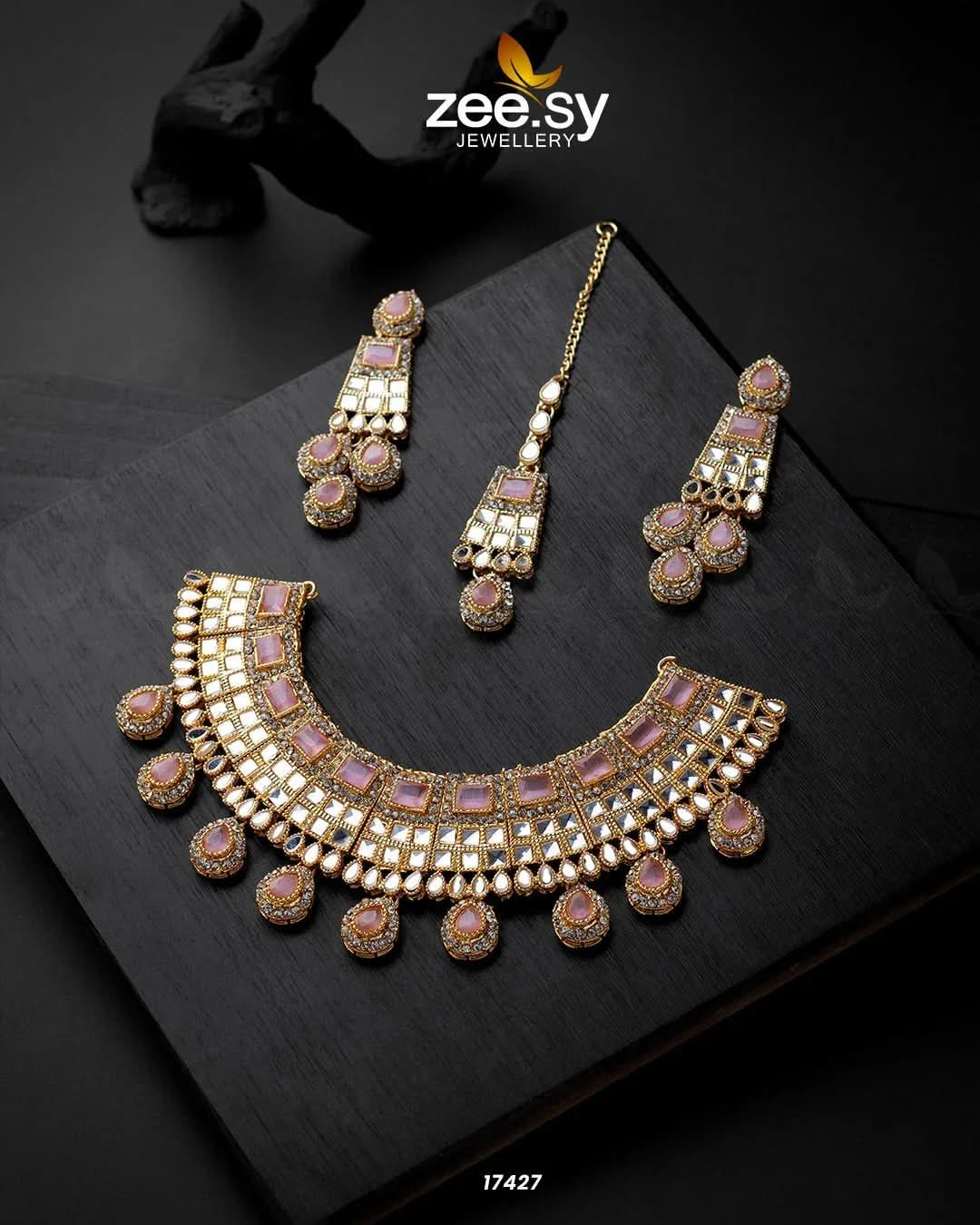 Prestige Necklace Mint Pink Necklace Sets - Zeesy Jewellery Pakistan | Premium Artificial & Imitation Jewellery