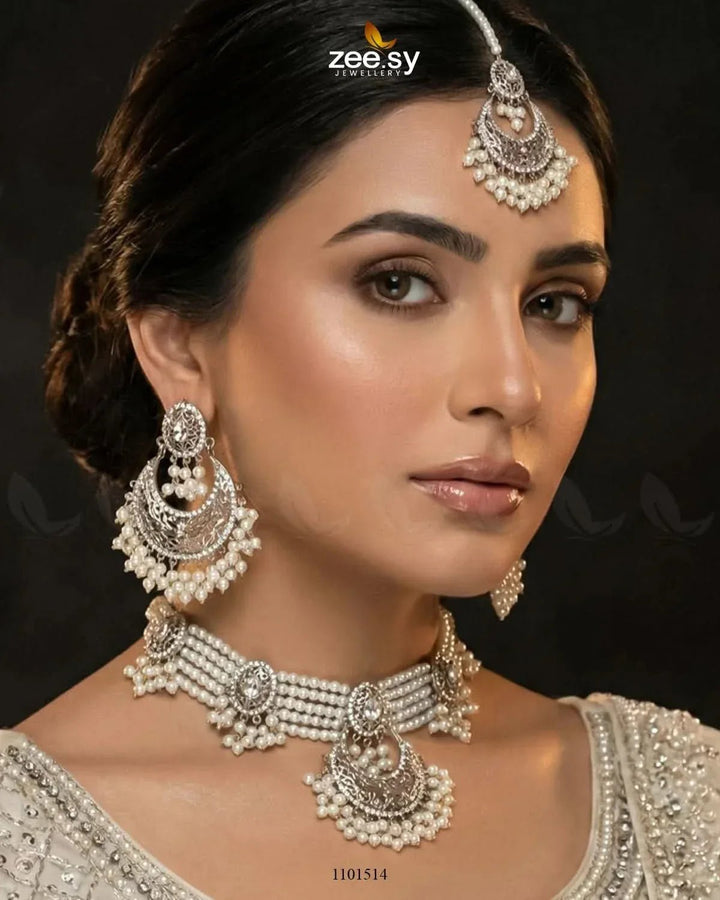 Baali Guluband Pearl Choker Set Necklace Sets - Zeesy Jewellery Pakistan | Premium Artificial & Imitation Jewellery