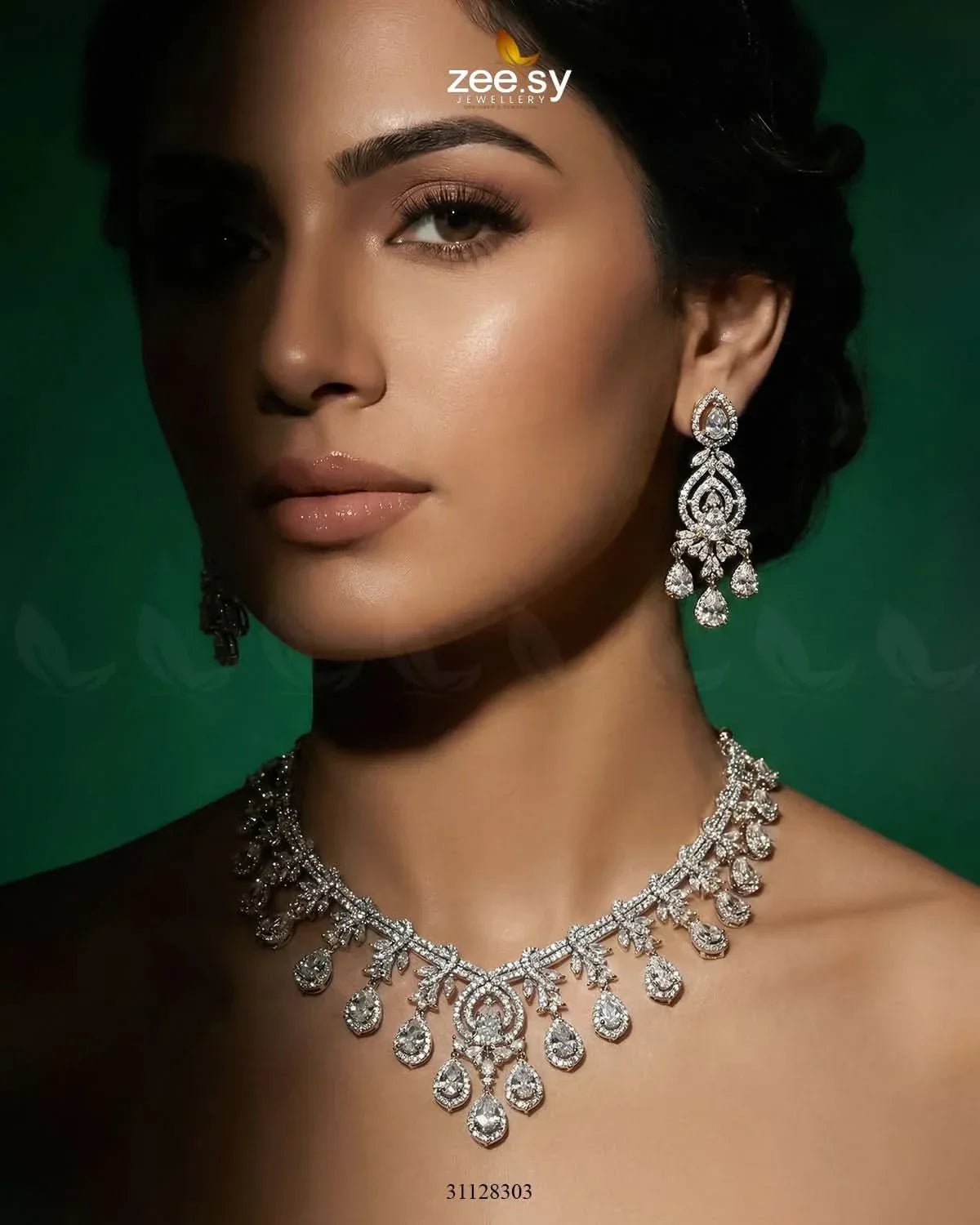 Crystal Dewdrop Gala Necklace Set Necklace Sets - Zeesy Jewellery Pakistan | Premium Artificial & Imitation Jewellery