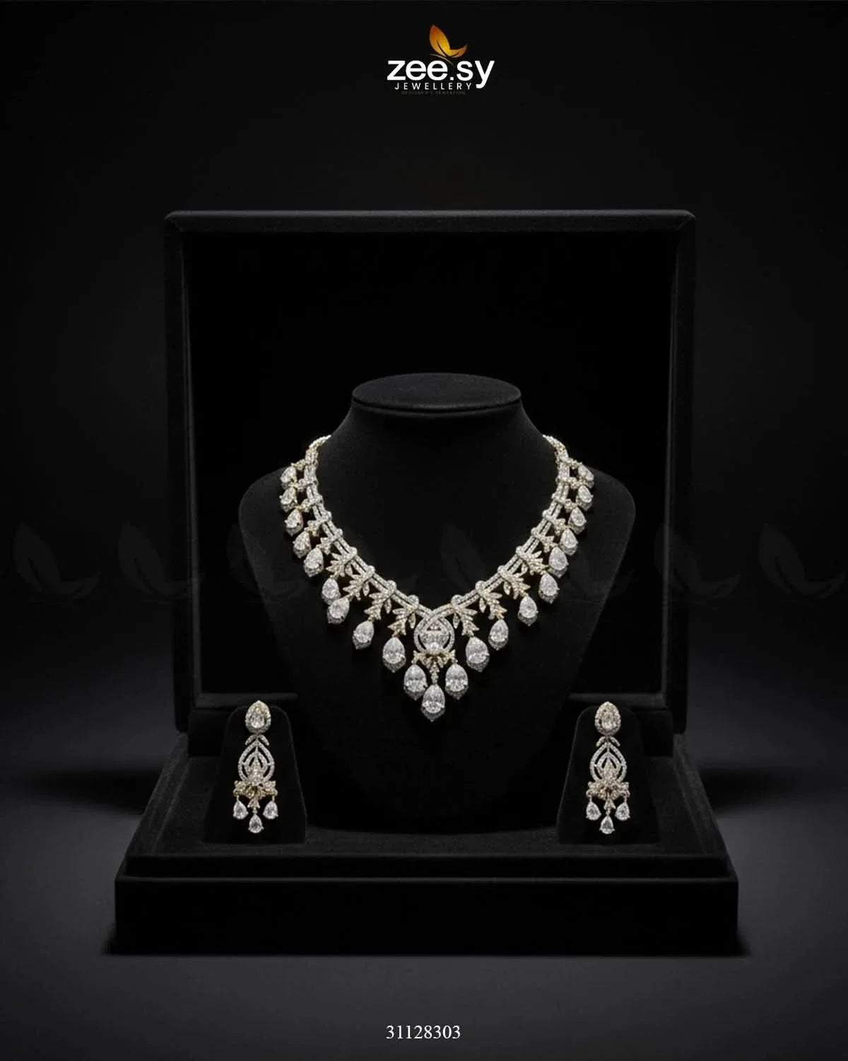 Crystal Dewdrop Gala Necklace Set Necklace Sets - Zeesy Jewellery Pakistan | Premium Artificial & Imitation Jewellery