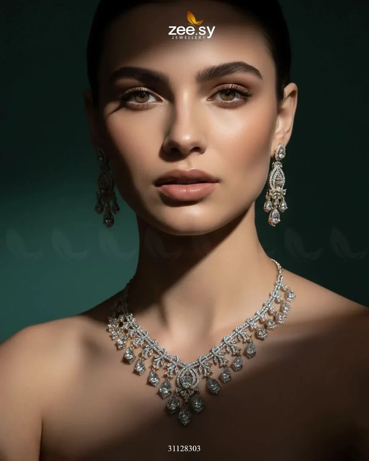 Crystal Dewdrop Gala Necklace Set Necklace Sets - Zeesy Jewellery Pakistan | Premium Artificial & Imitation Jewellery