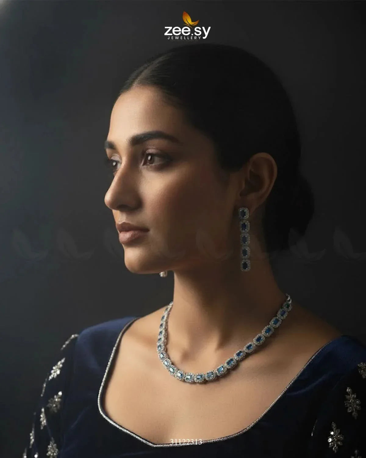 Elegant Sapphire Tennis Necklace Set Necklace Sets - Zeesy Jewellery Pakistan | Premium Artificial & Imitation Jewellery