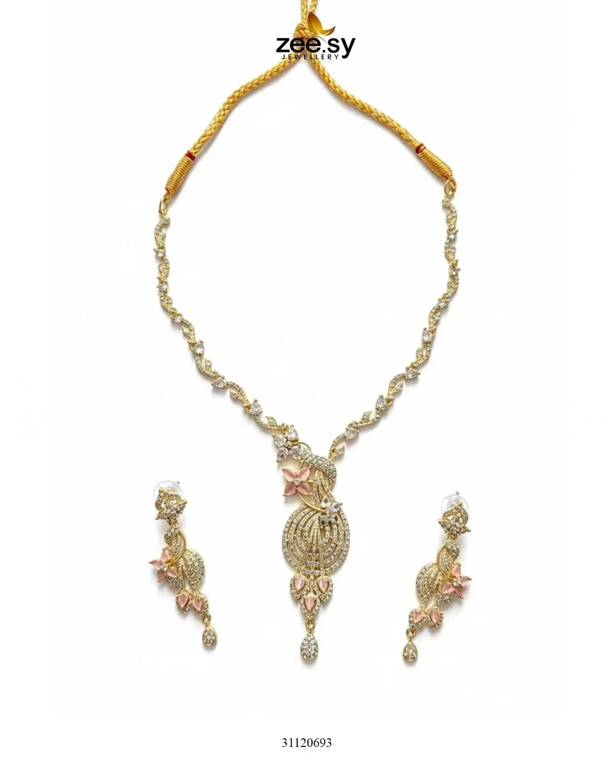 Floral Sweep Cluster Necklace Set Necklace Sets - Zeesy Jewellery Pakistan | Premium Artificial & Imitation Jewellery