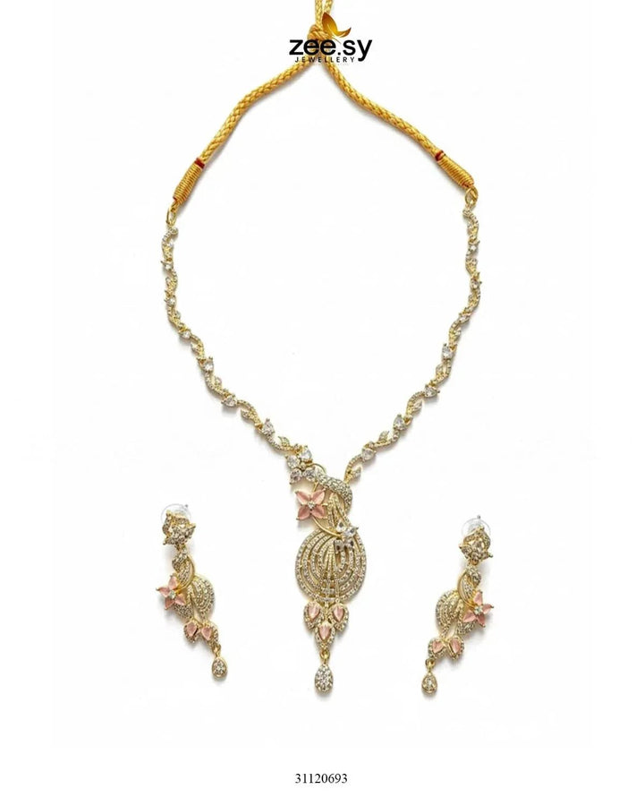 Floral Sweep Cluster Necklace Set Necklace Sets - Zeesy Jewellery Pakistan | Premium Artificial & Imitation Jewellery