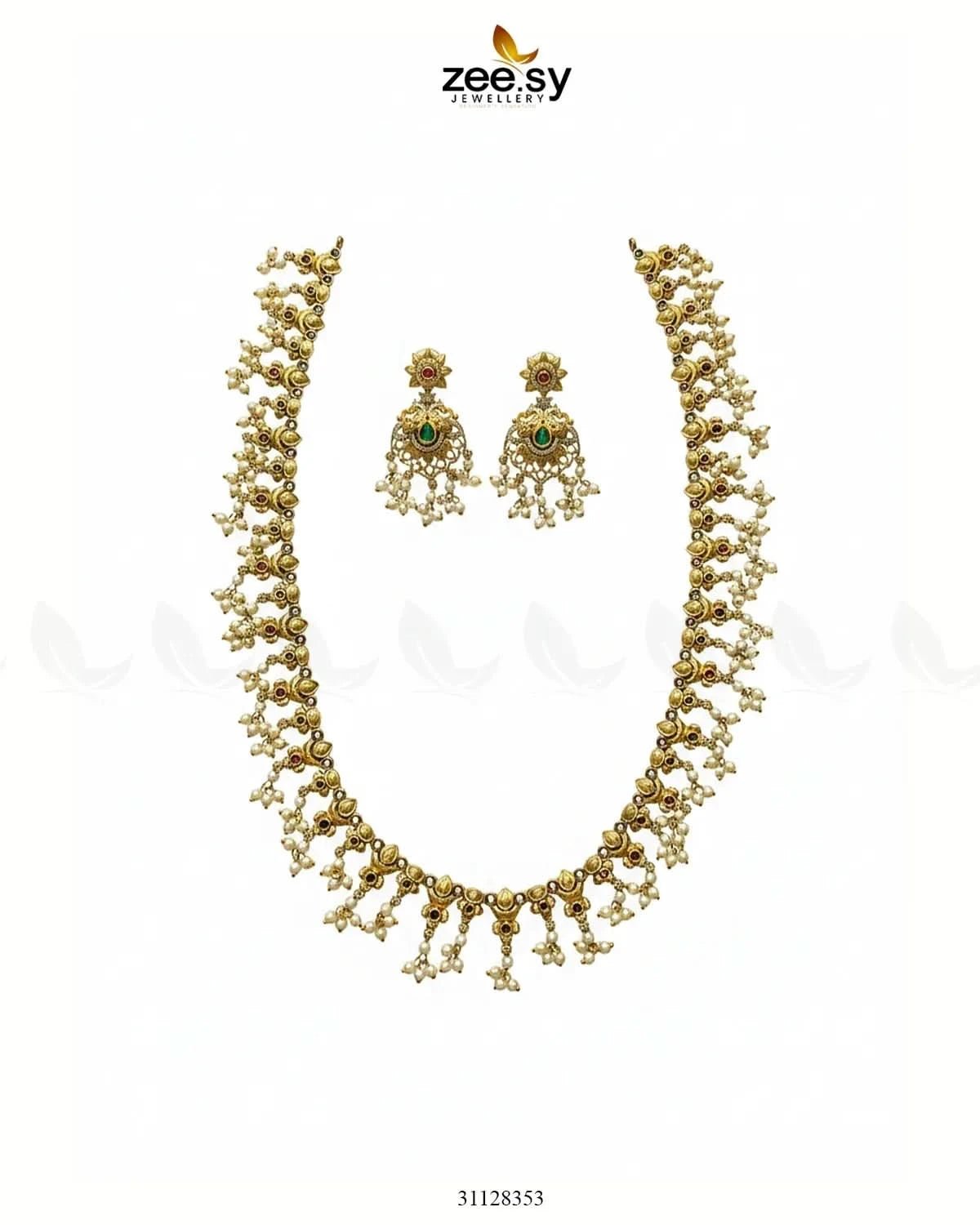 Gilded Pearl Bloom Necklace Set Necklace Sets - Zeesy Jewellery Pakistan | Premium Artificial & Imitation Jewellery