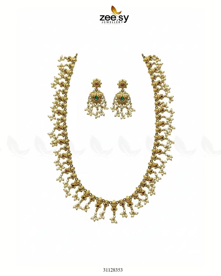 Gilded Pearl Bloom Necklace Set Necklace Sets - Zeesy Jewellery Pakistan | Premium Artificial & Imitation Jewellery