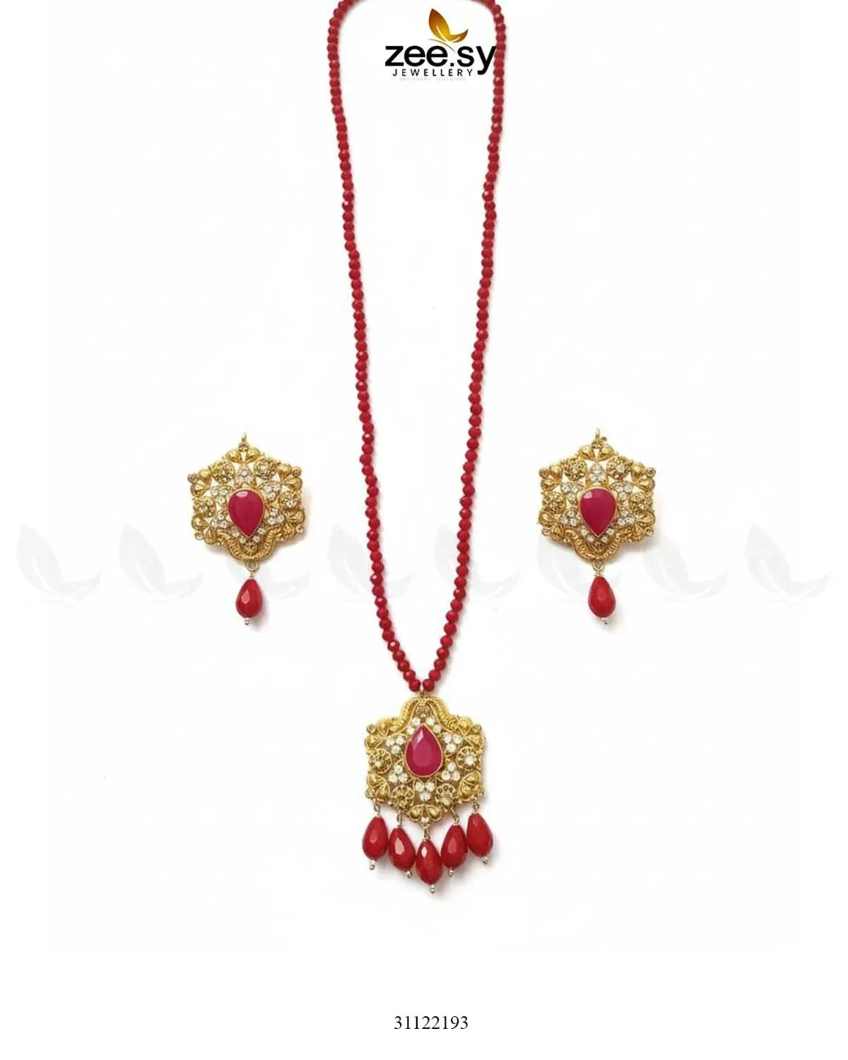 Grandeur Beaded Malla Necklace Set Necklace Sets - Zeesy Jewellery Pakistan | Premium Artificial & Imitation Jewellery