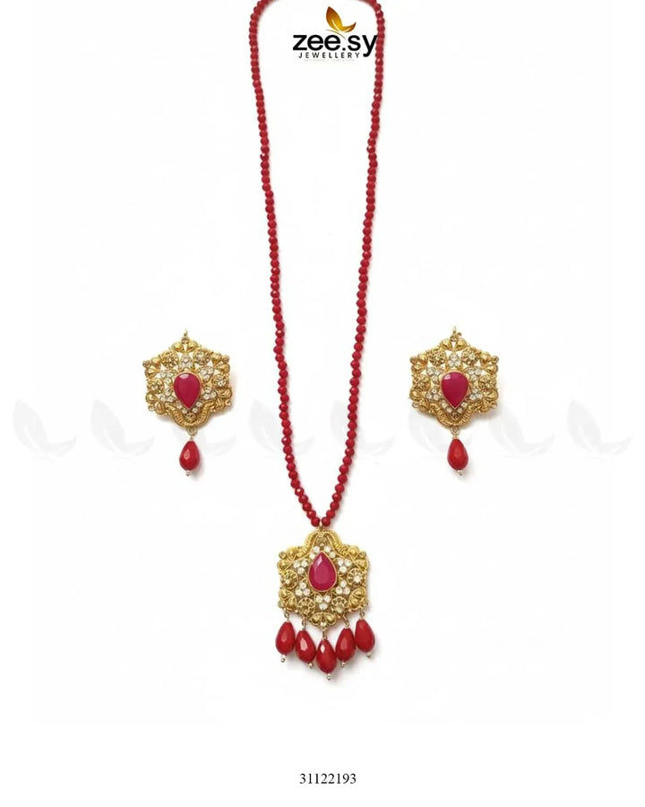 Grandeur Beaded Malla Necklace Set Necklace Sets - Zeesy Jewellery Pakistan | Premium Artificial & Imitation Jewellery