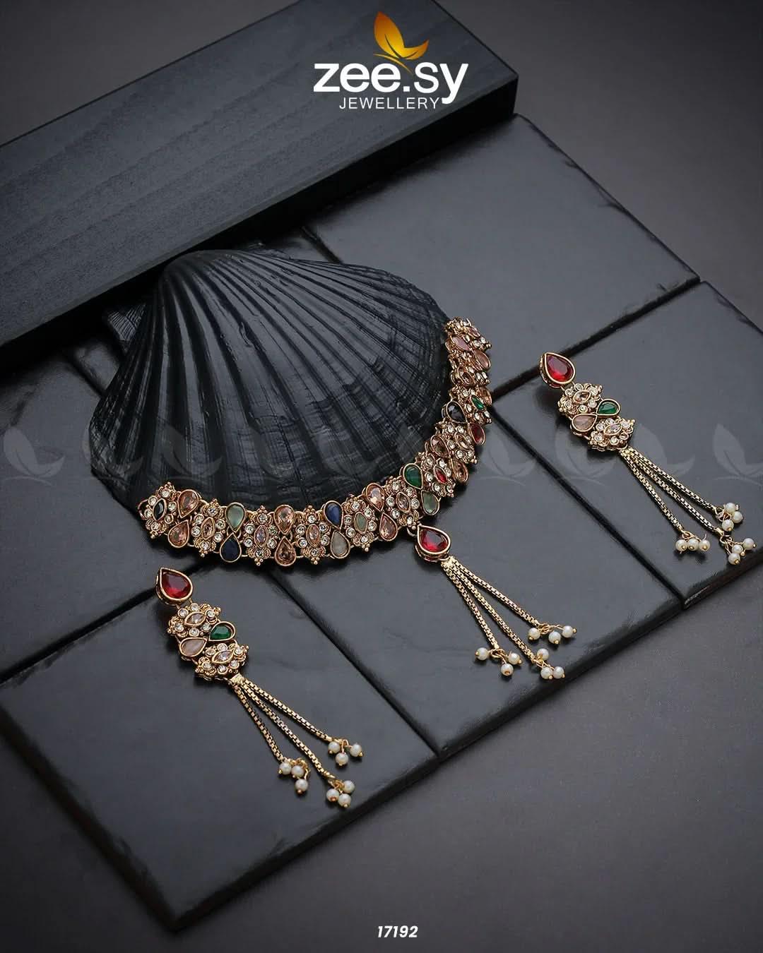 Lustrous Gemstones Necklace - Zeesy.pk
